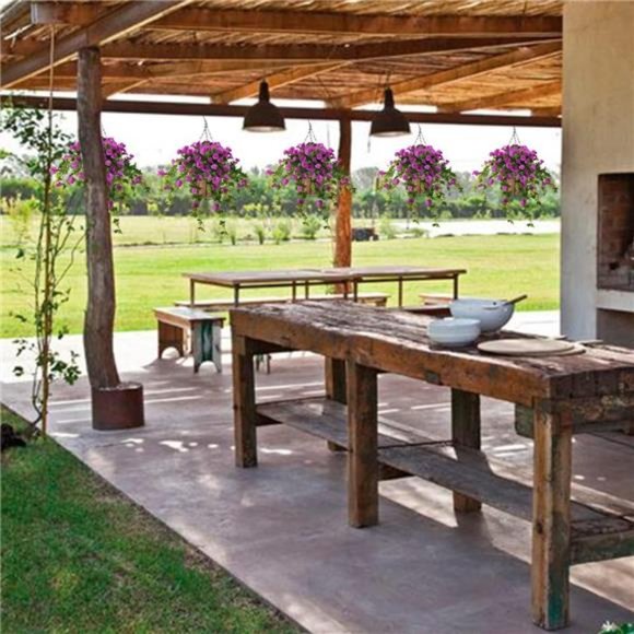 Artificial VineSilk Petunia Flowers,HangingPlant in Basket,Coconut Lining Basket - Picture 4 of 5